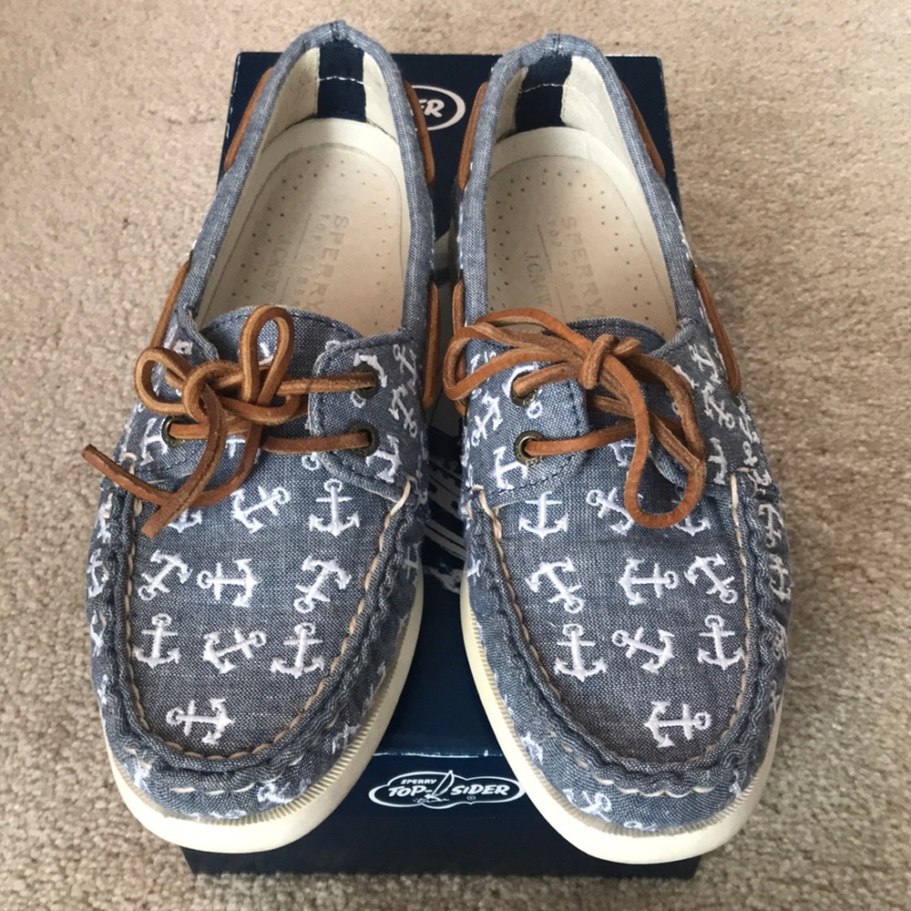 Sperry Limited Edition JCrew Blue and White Anchor
